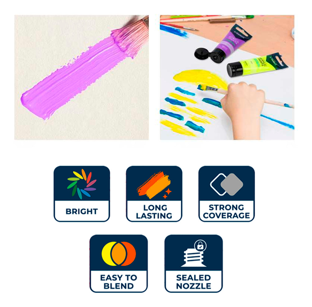 Set 6 Pinturas Acrílicas Colores Fluorescentes 35ml