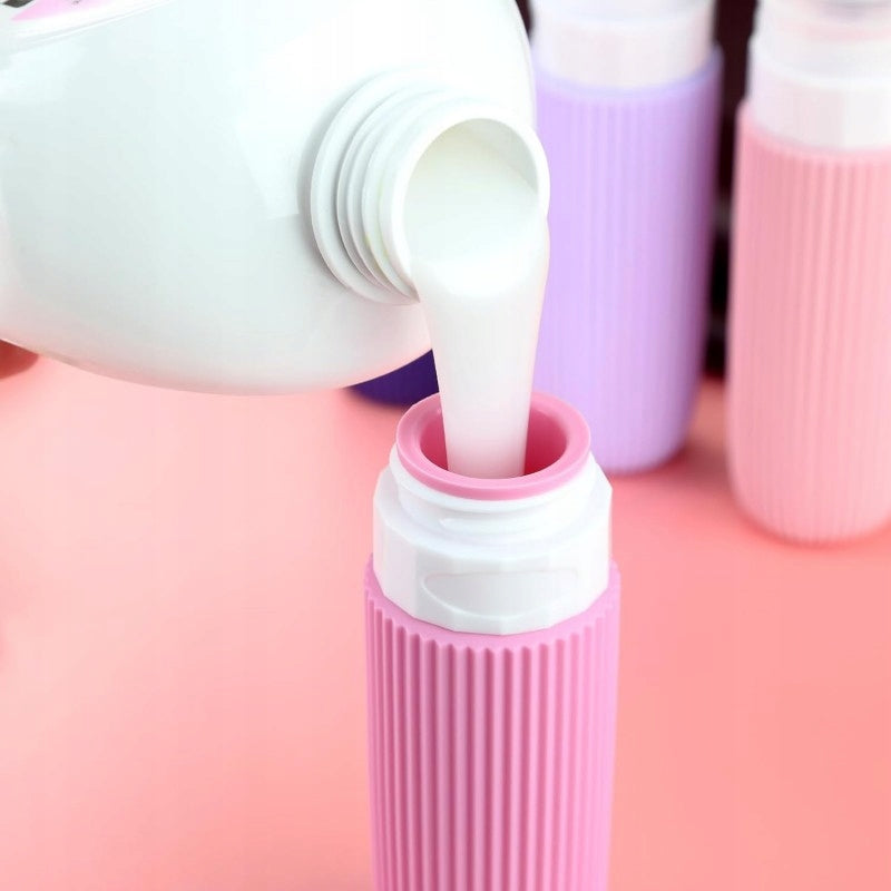 Set 4 Botellas De Viaje 90ml Silicona Contenedores Shampoo