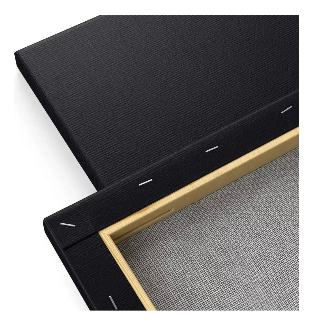 Set 3 Bastidores Con Lienzo De Tela Negro 30x30cm 280gr