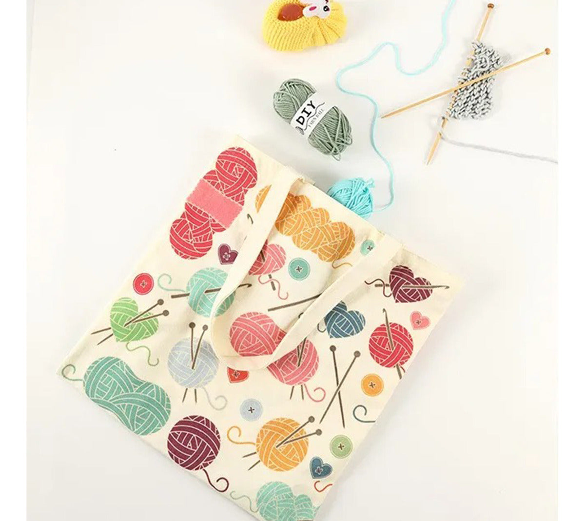 Set Tejido Crochet Accesorios Y Lanas + Tote Bag 79 Piezas