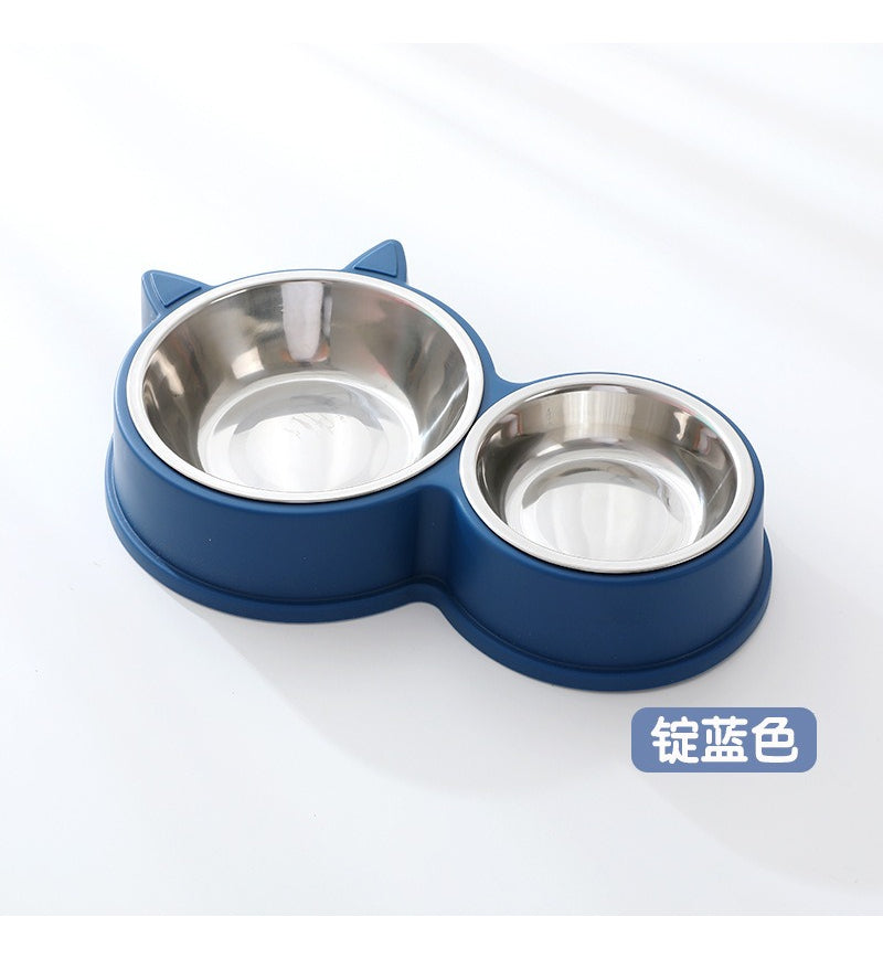 Plato Doble Para Mascotas Perro Gato Comedero Metalico