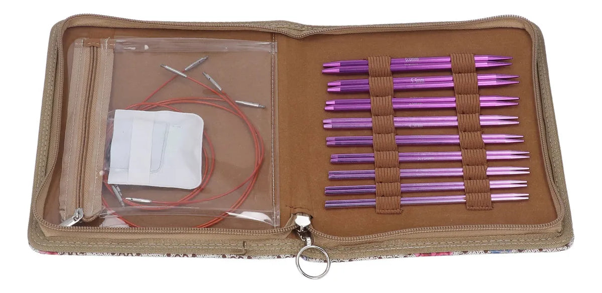 Set Palillos Circulares Intercambiables Para Tejer Y Estuche