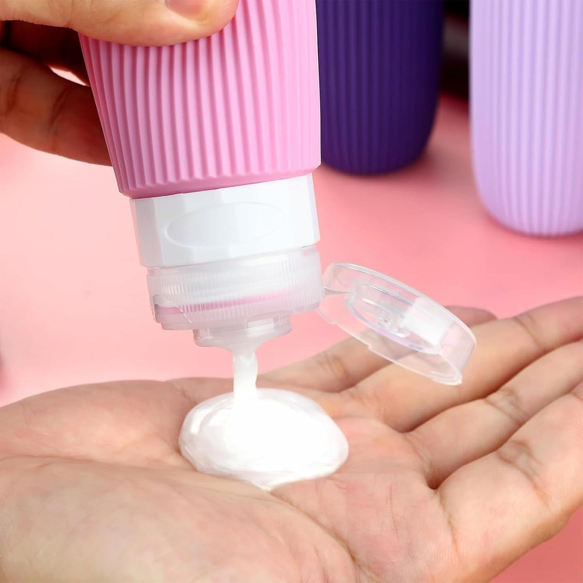 Set 8 Botellas De Viaje 90ml Silicona Contenedores Shampoo