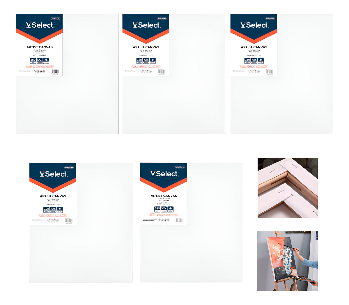 Set 5 Bastidores Para Pintar Lienzo De Tela 40x50cm Algodon