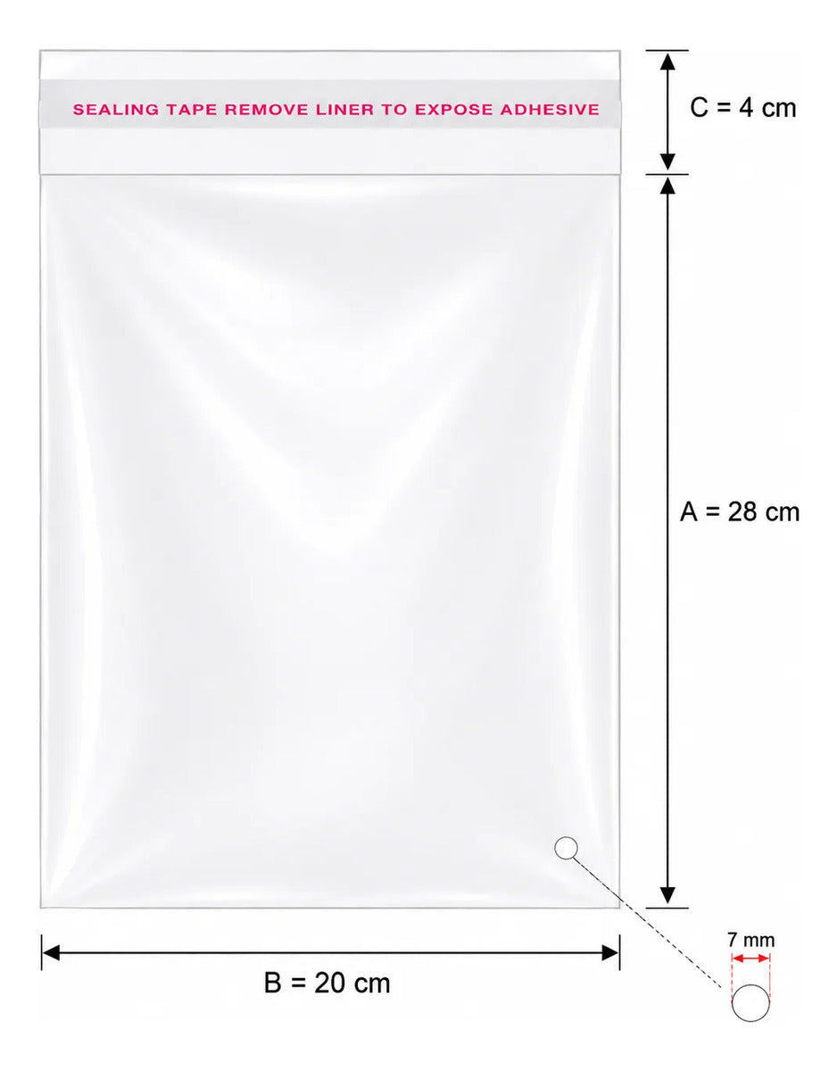 100 Bolsas Tipo Celofán Cierre Con Adhesivo 20 X 32 Cm