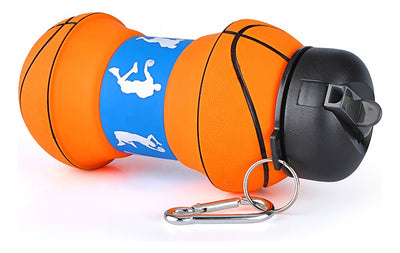 Botella De Silicona Plegable 500ml Forma Pelota Basquetbol