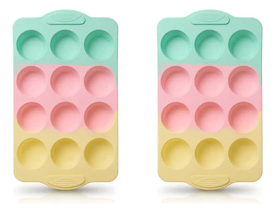 Set 2 Moldes De Silicona Tricolor Para Mini Cupcakes Muffin