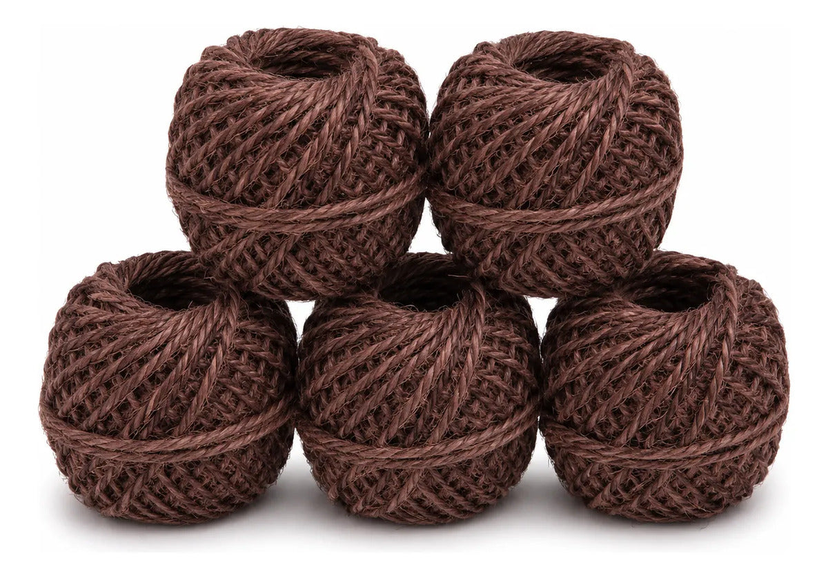 Pack De 5 Ovillos De Yute De Colores 2mm 50gr Por Ovillo