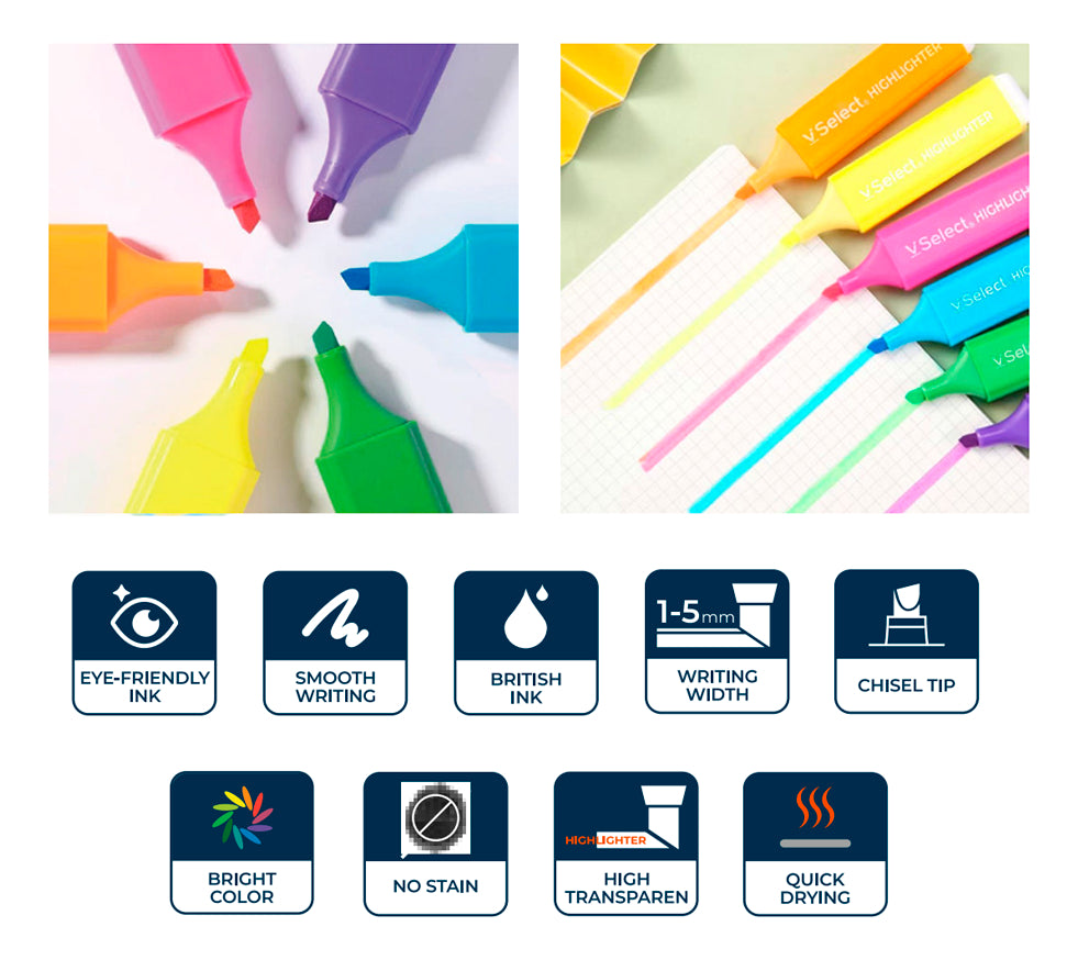 Destacadores 6 Colores Fluor Resaltadores Neon