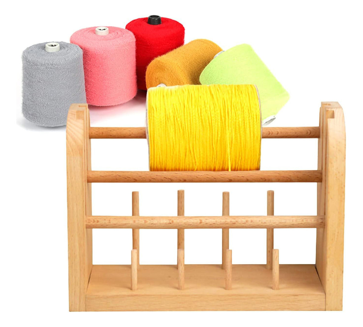 Soporte De Madera Porta Ovillos De Lana Hilos