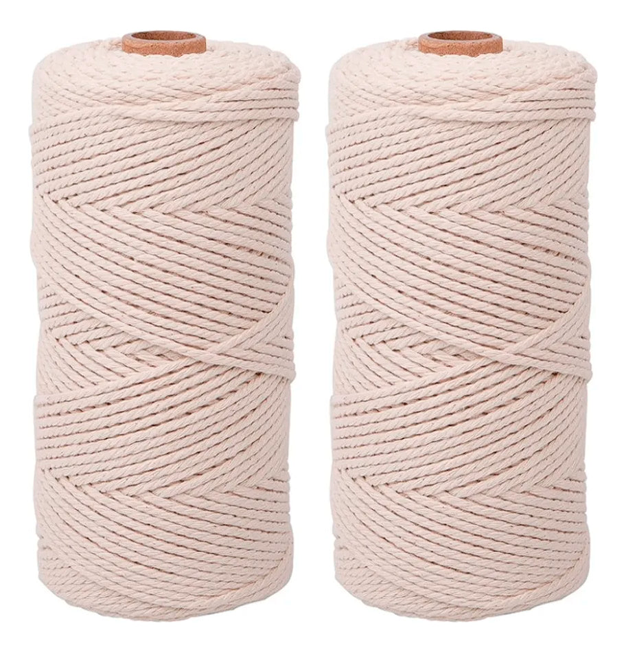 Pack 2 Cordones Algodón Torcido 2mm 200 Metros Para Macramé