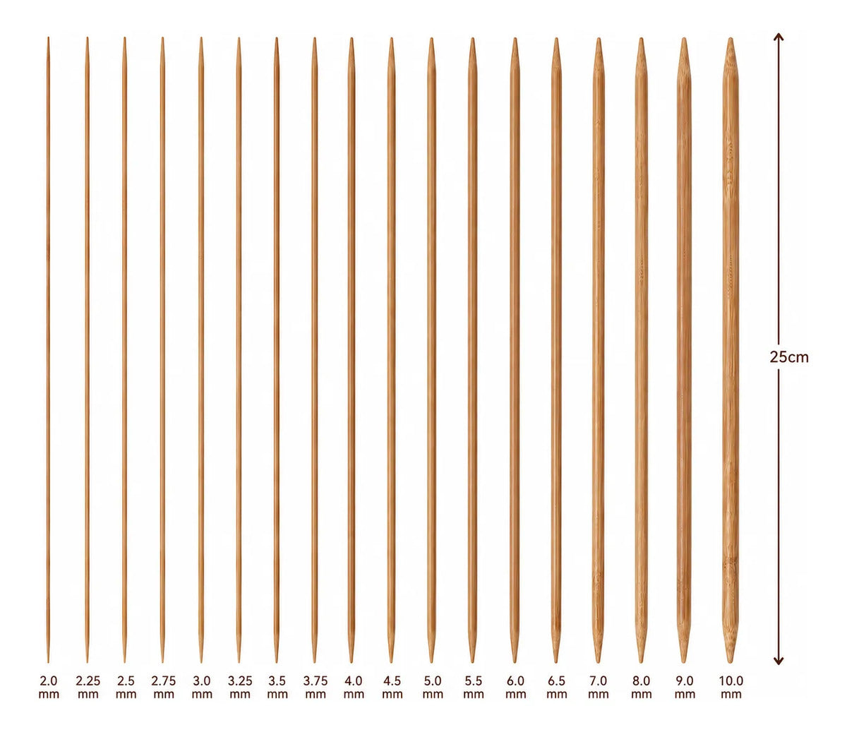Set 72 Palillos De Madera Doble Punta Para Calcetines 25cm
