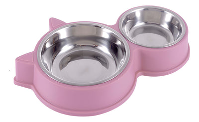 Plato Doble Para Mascotas Perro Gato Comedero Metalico