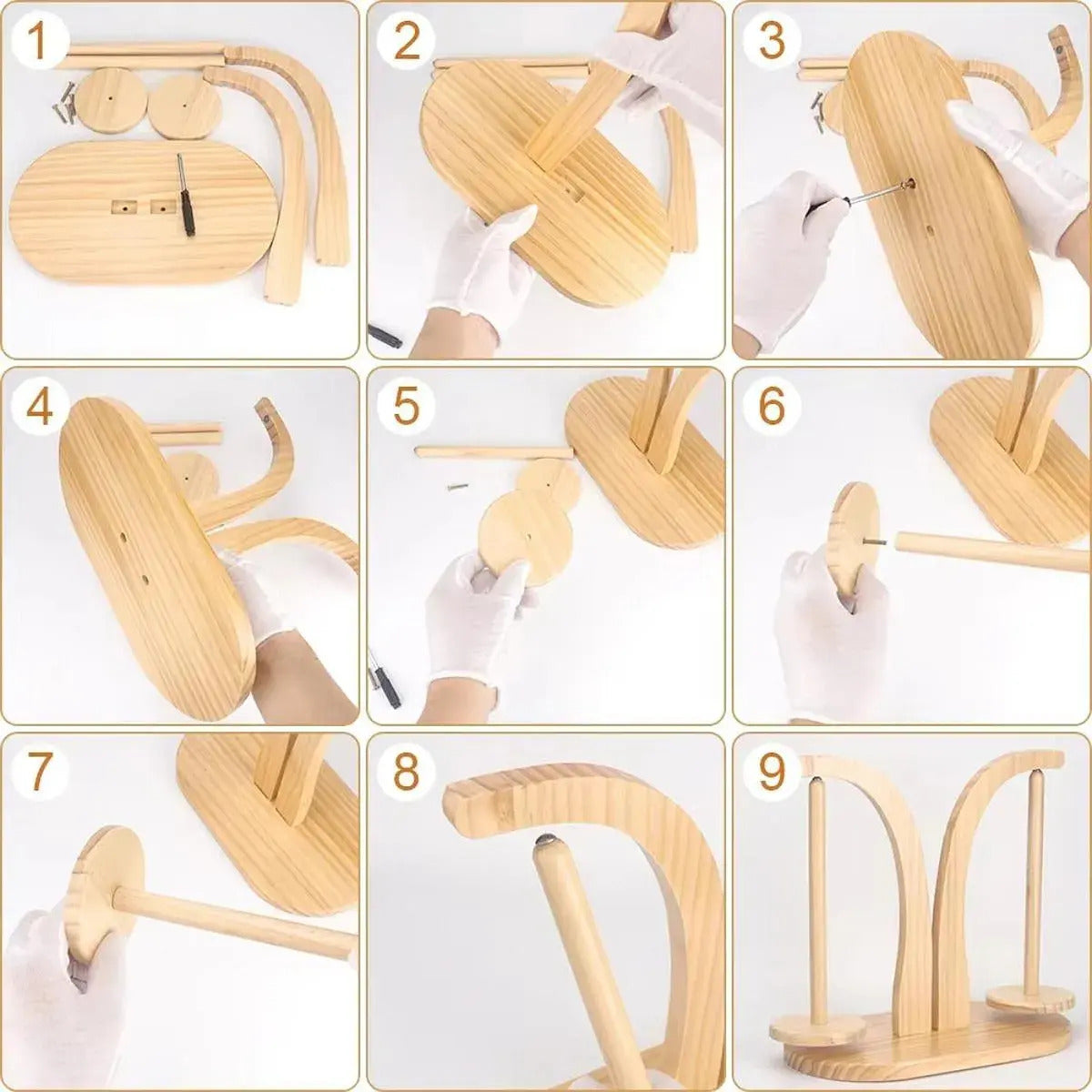 Porta Ovillos Hilos Doble De Madera Ideal Crochet Y Tejido