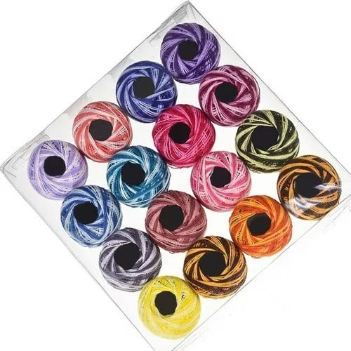 Pack De 16 Hilos Perlé Para Bordado