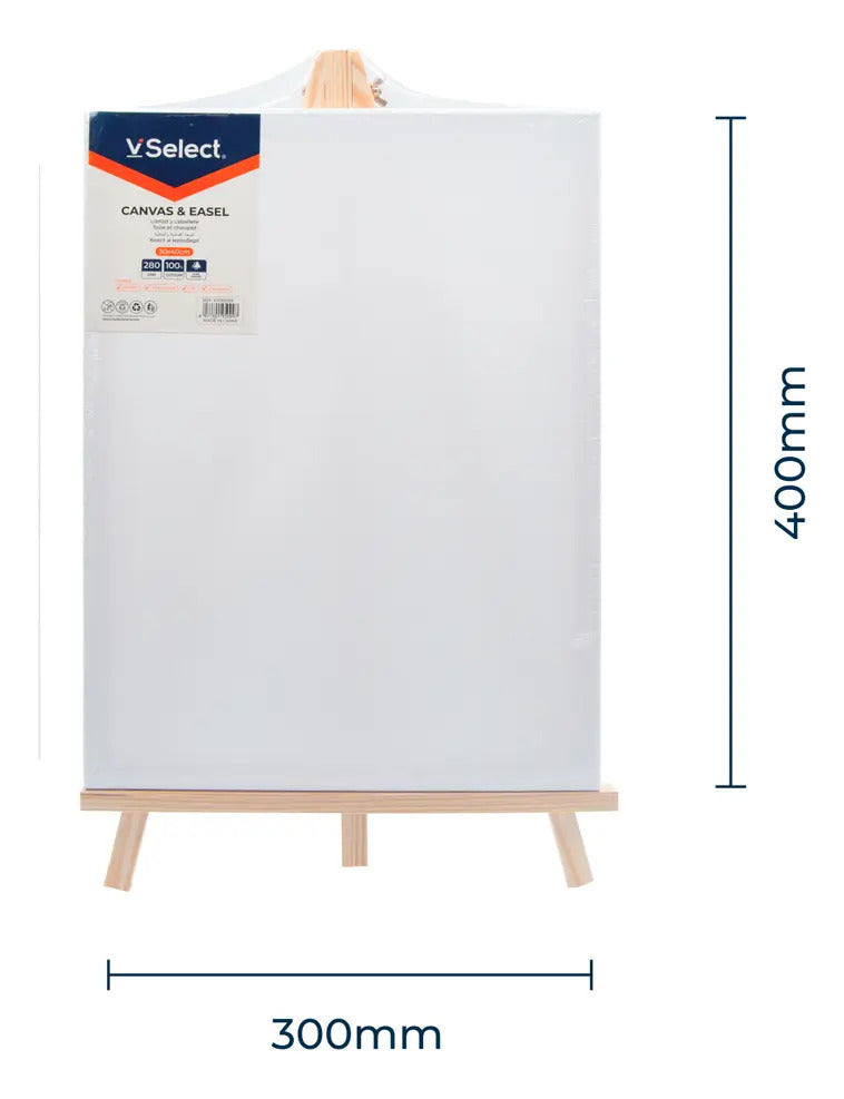 Set 5 Lienzos 30x40cm Con Caballete Madera Pintura Arte