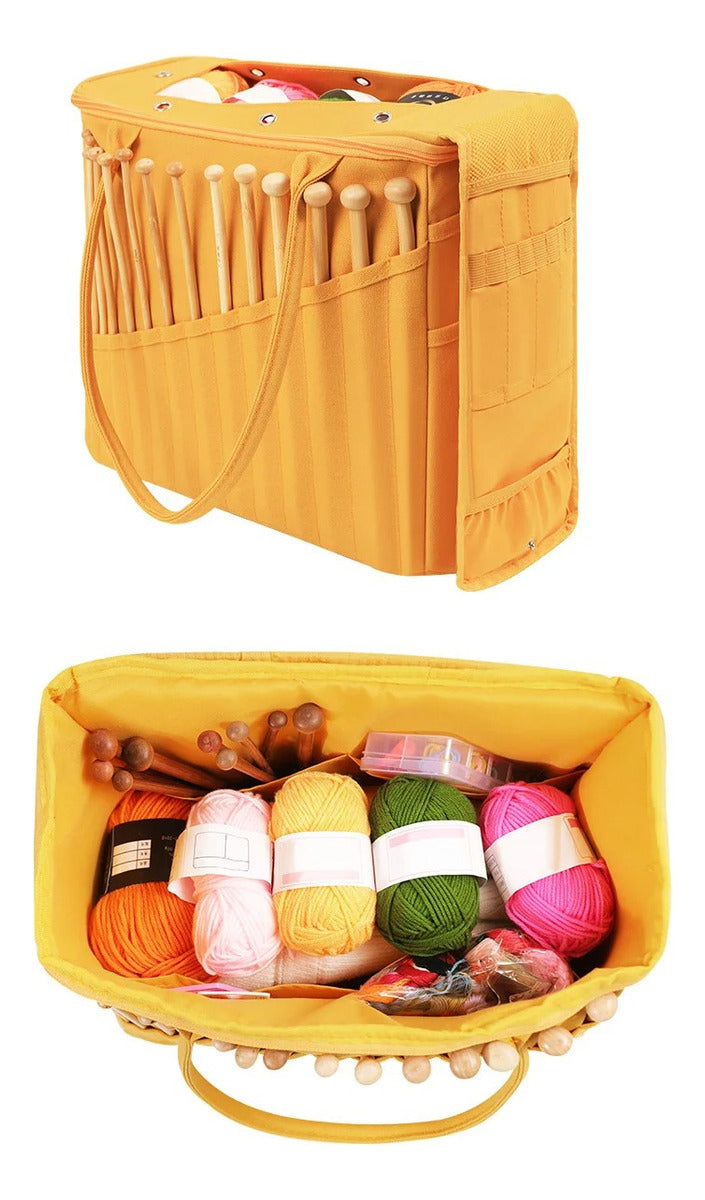 Bolso Organizador Para Tejido Lanas Y Accesorios Para Tejer