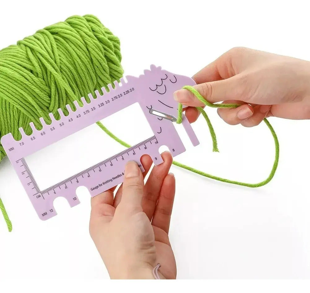 Set 2 Medidores Regla De Palillos Y Crochet Para Tejer
