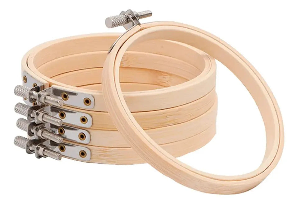 Set De 5 Bastidores De Madera Bambu Para Bordado 13 Cm X 5un