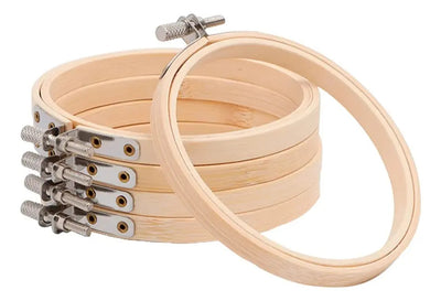Set De 5 Bastidores De Madera Bambu Para Bordado 13 Cm X 5un