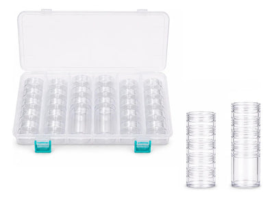 Caja Organizadora Con 28 Frascos Enroscables Mostacillas