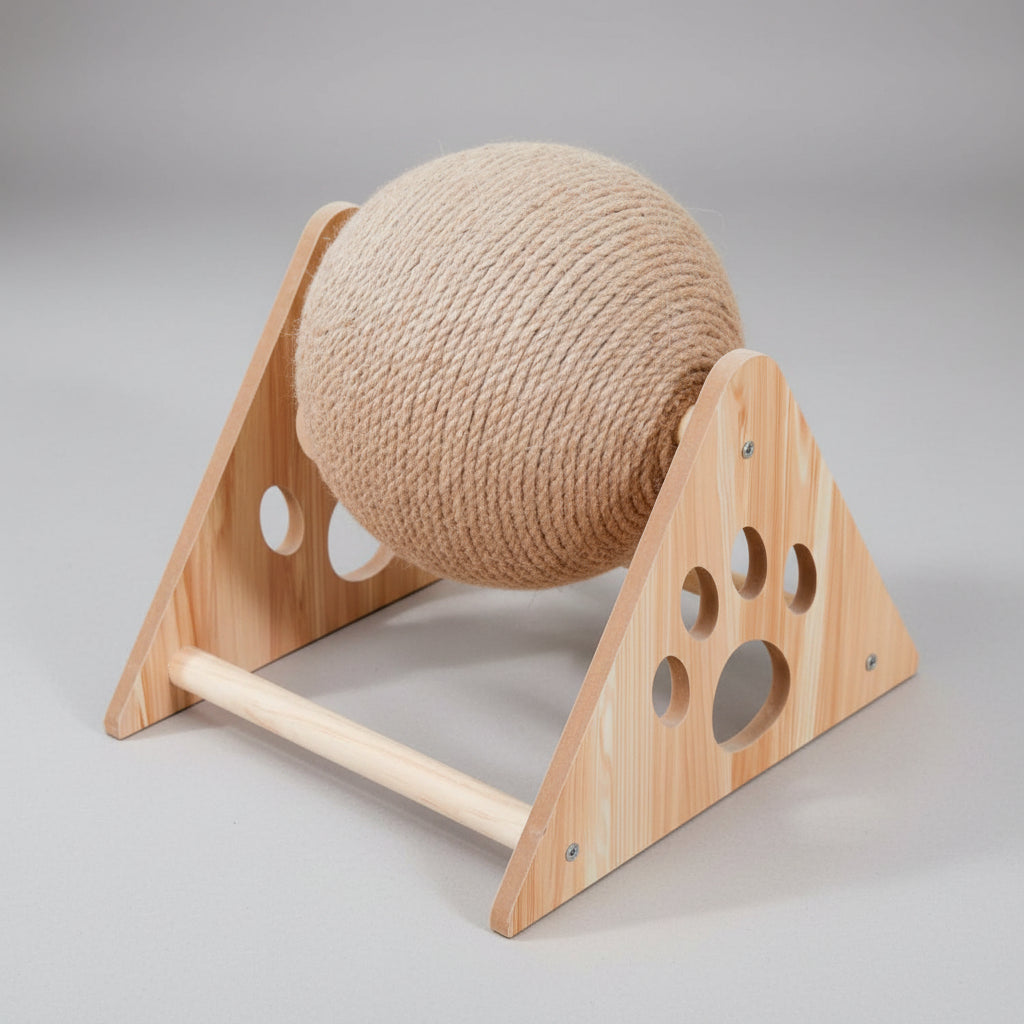 Rascador Giratorio Para Gato Con Base De Madera