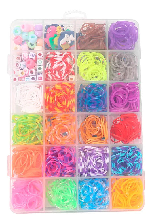 Kit Bandas Elásticas Para Pulseras Loom Y Accesorios