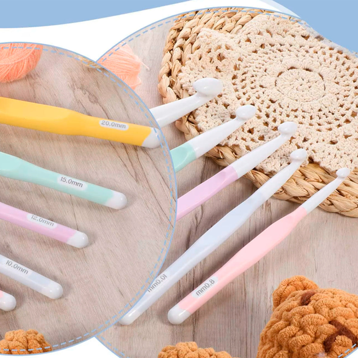 Set De 5 Crochet De Plastico XL Jumbo 8 A 20mm