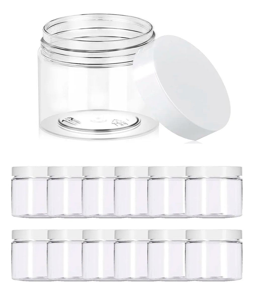 Pack De 12 Frascos De Plástico Con Tapa Rosca Blanca 130ml