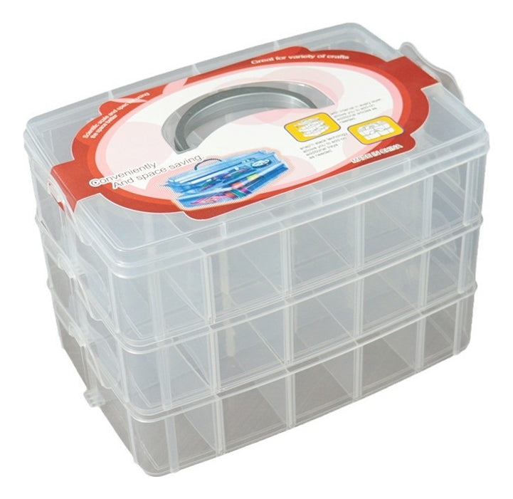 Caja Organizadora 3 Niveles Con Asa Y 30 Compartimentos