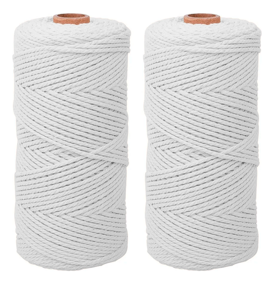 Pack 2 Cordones Algodón Torcido 2mm 200 Metros Para Macramé