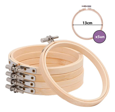 Set De 5 Bastidores De Madera Bambu Para Bordado 13 Cm X 5un