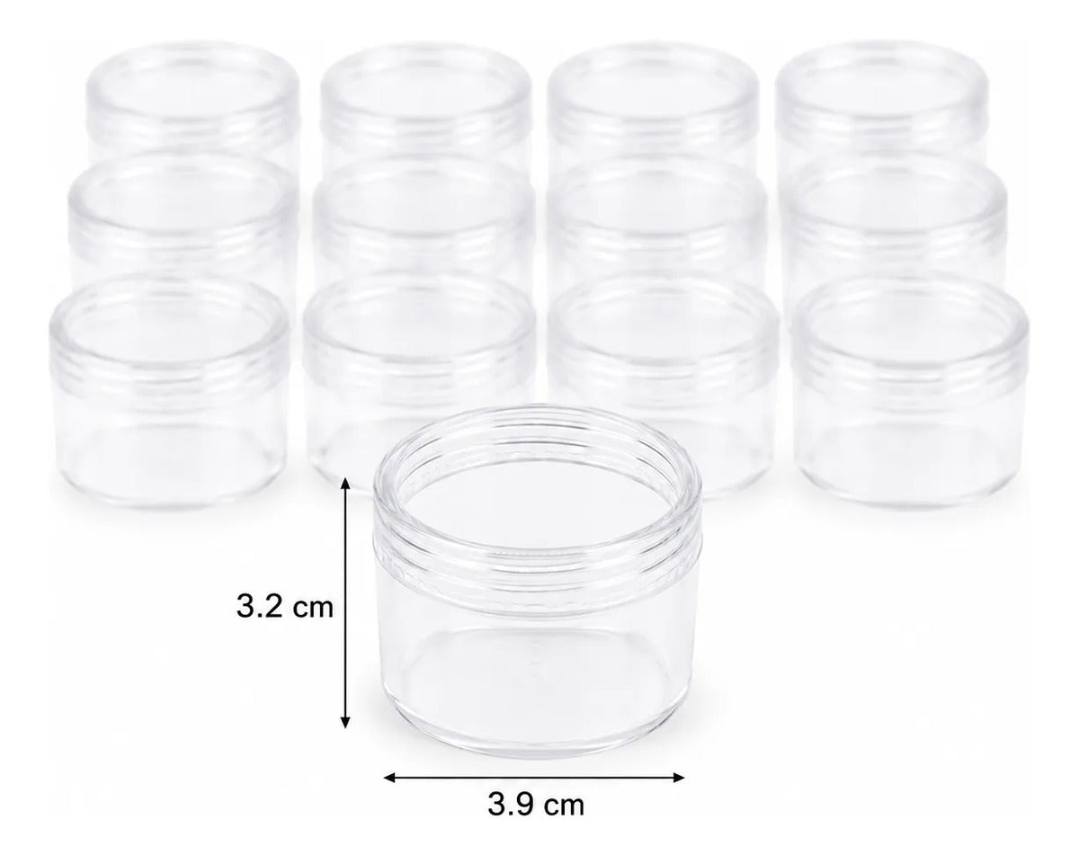 Pack 12 Frascos Organizadores Transparentes 30ml Mostacillas