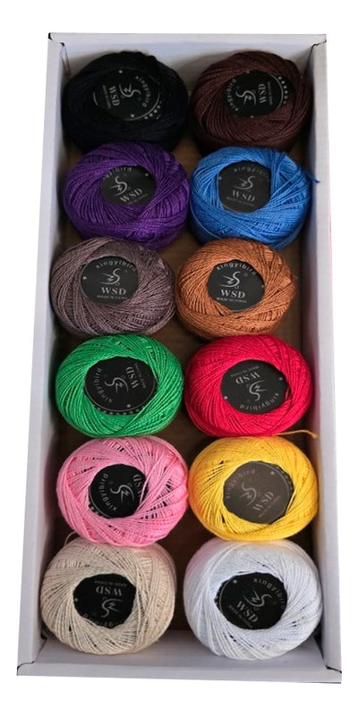 Pack De 12 Hilos Perle 10gr Para Bordado En Caja