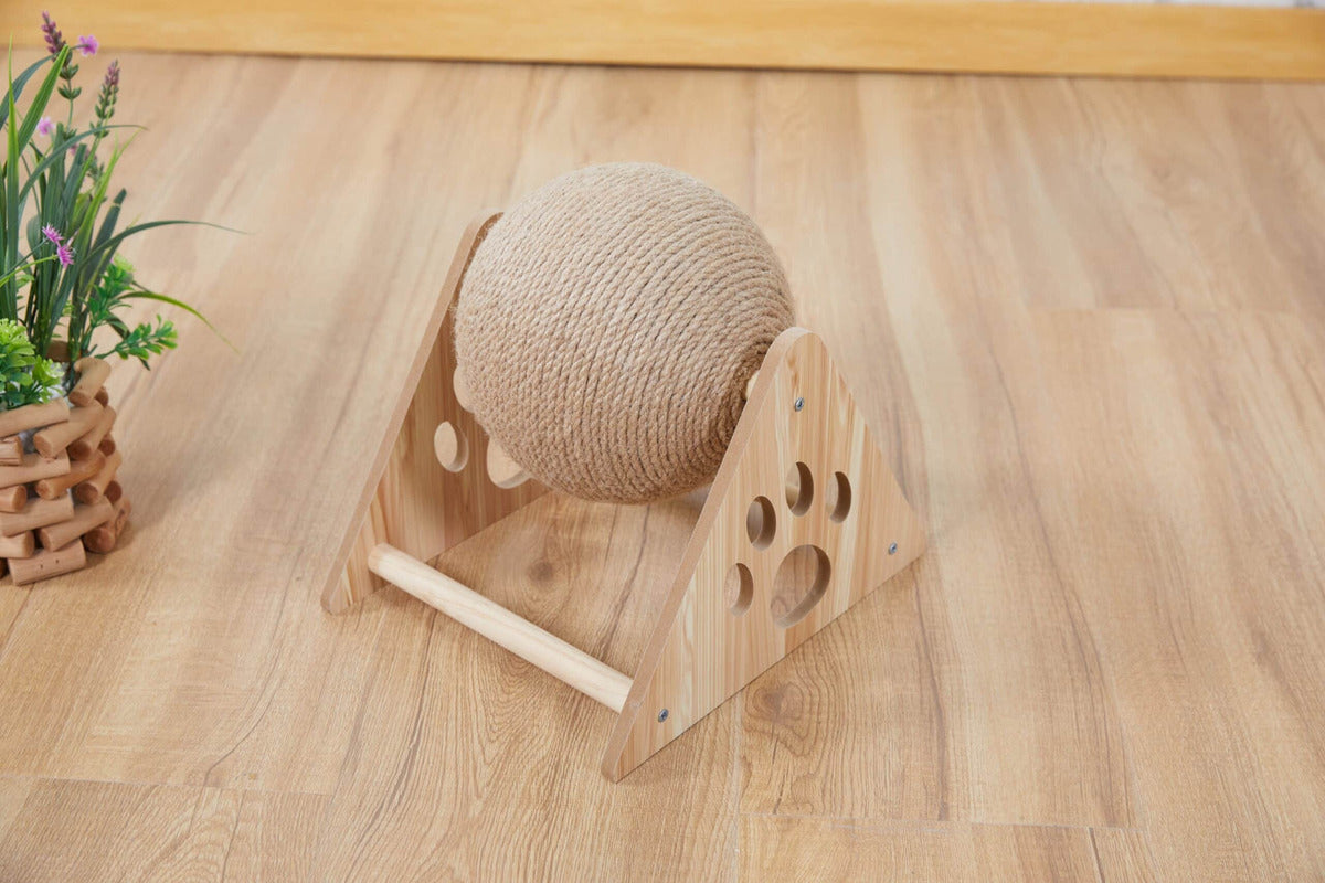 Rascador Giratorio Para Gato Con Base De Madera