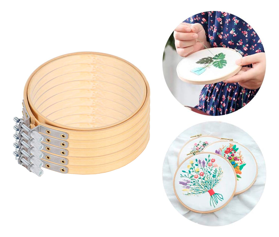 Set De 5 Bastidores De Madera Bambu Para Bordado 10cm X 5un