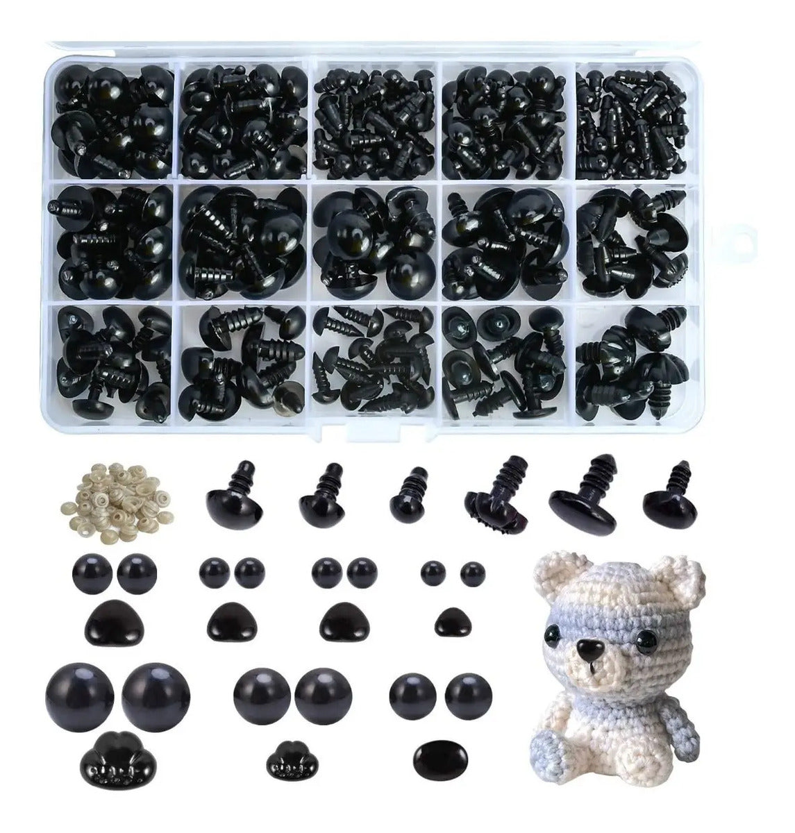 Set Ojos De Seguridad Y Nariz Amigurumi 462 Pcs Incluye Caja