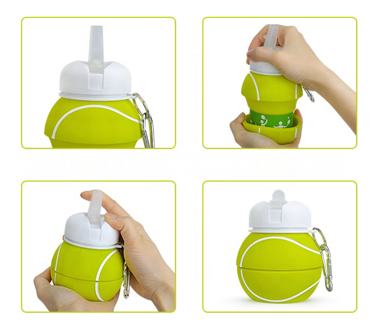 Botella De Silicona Plegable 500ml Forma Pelota De Tenis