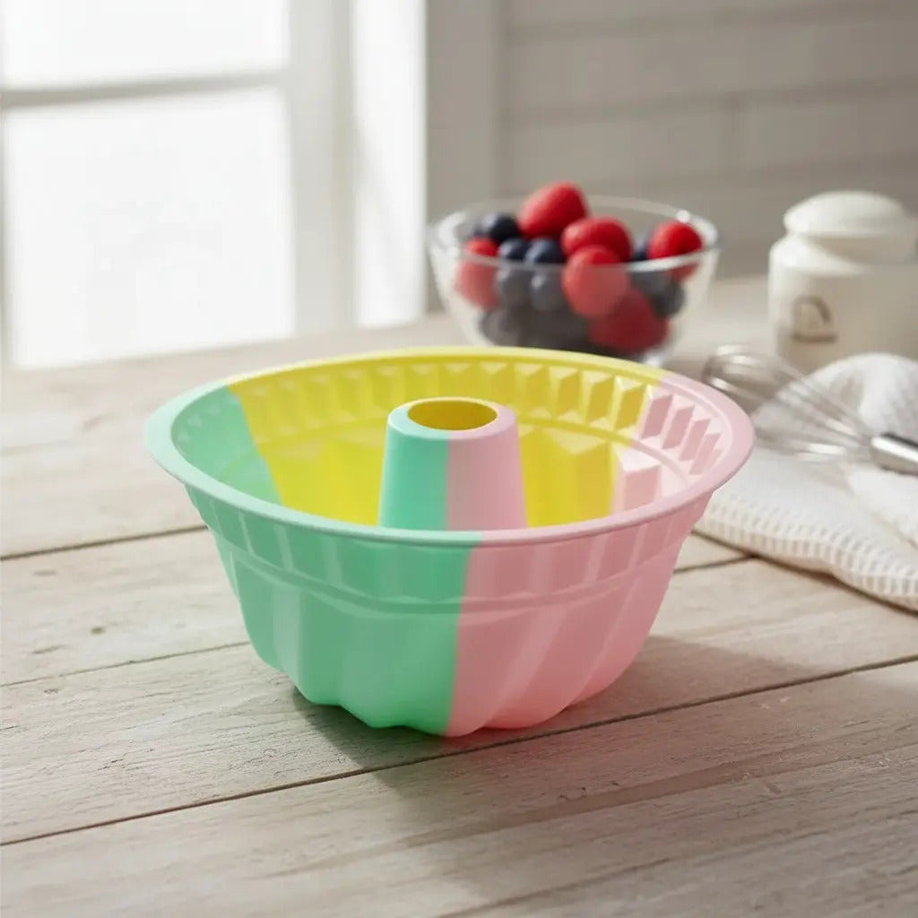Molde De Silicona Tricolor Para Queque 24cm Diametro