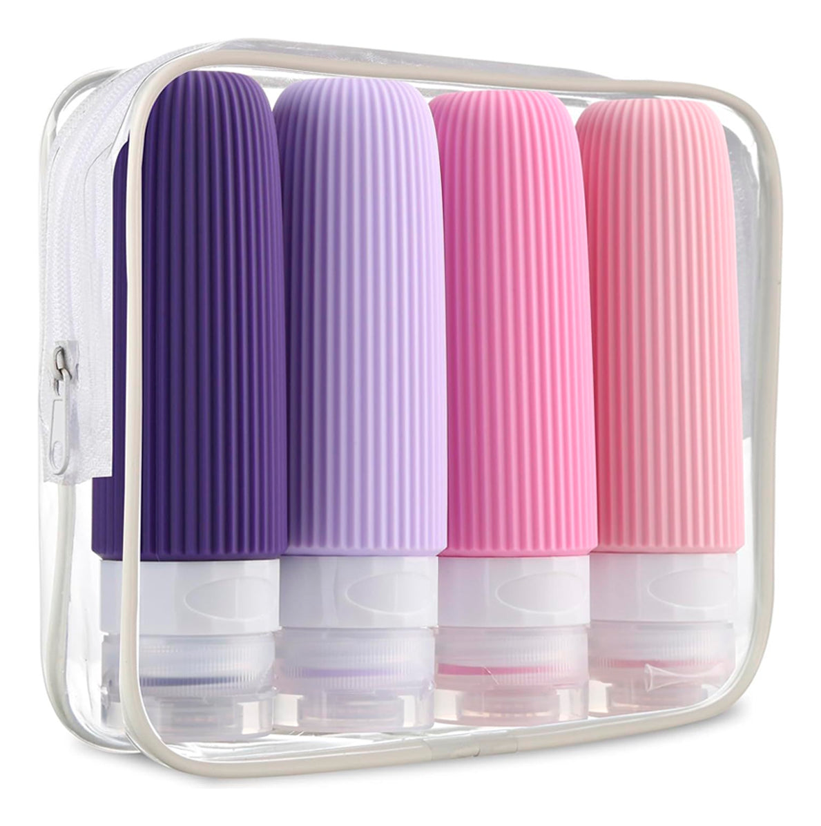 Set 4 Botellas De Viaje 90ml Silicona Contenedores Shampoo