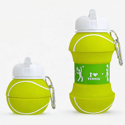 Botella De Silicona Plegable 500ml Forma Pelota De Tenis
