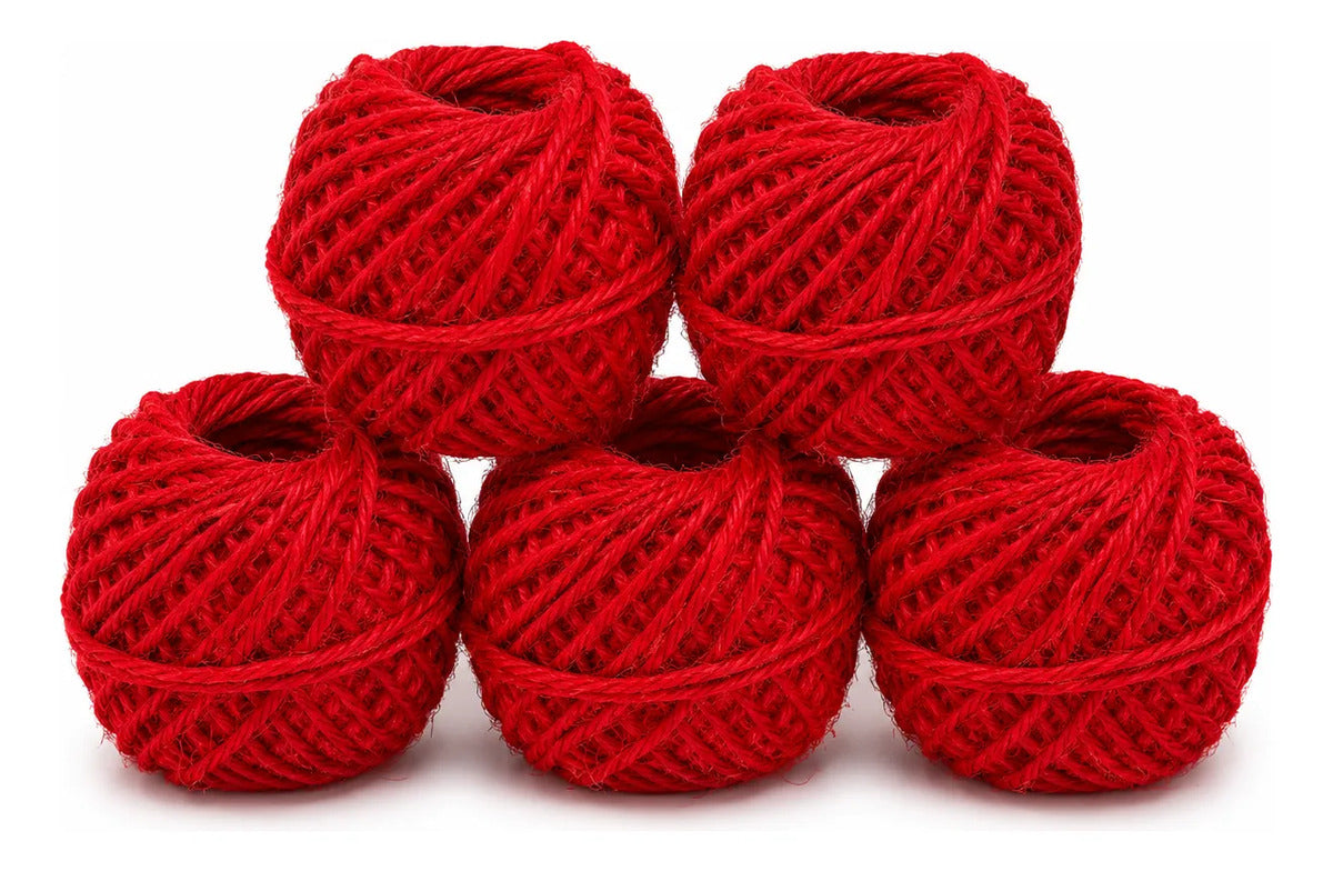 Pack De 5 Ovillos De Yute De Colores 2mm 50gr Por Ovillo