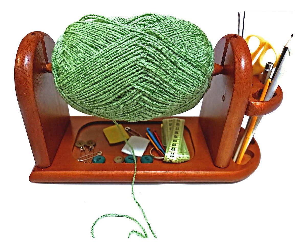 Soporte De Madera Porta Ovillos De Lana Hilos Y Accesorios