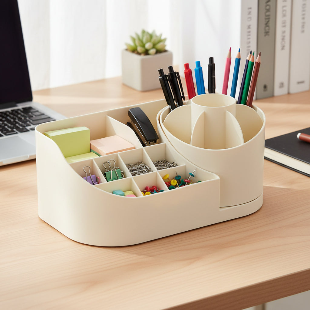 Organizador Escritorio Con Compartimentos Y Módulo Giratorio