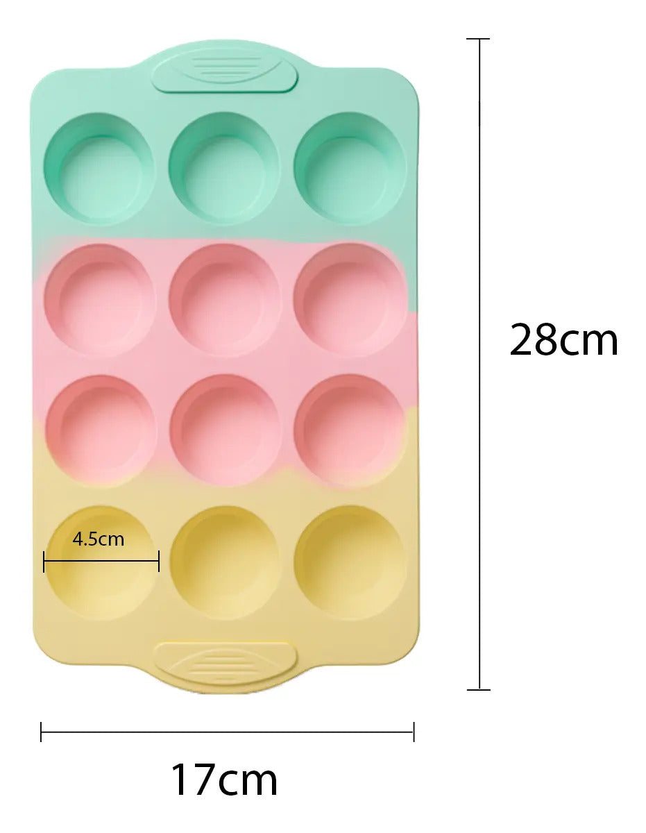 Set 2 Moldes De Silicona Tricolor Para Mini Cupcakes Muffin
