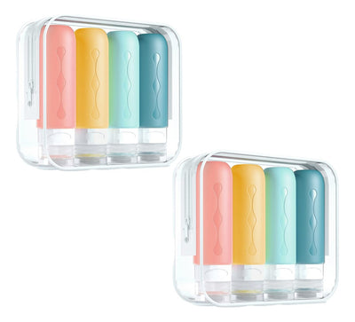 Set 8 Botellas De Viaje 90ml Silicona Contenedores Shampoo