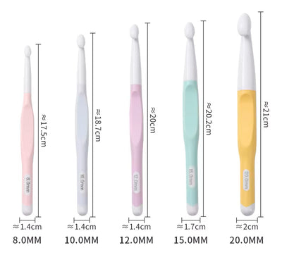 Set De 5 Crochet De Plastico XL Jumbo 8 A 20mm