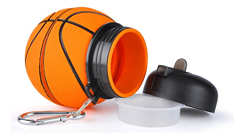 Botella De Silicona Plegable 500ml Forma Pelota Basquetbol