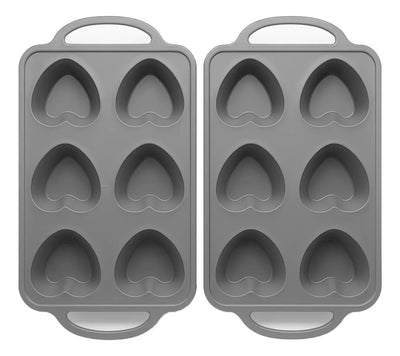 Set 2 Moldes De Silicona Para Cupcake Muffin Forma Corazon