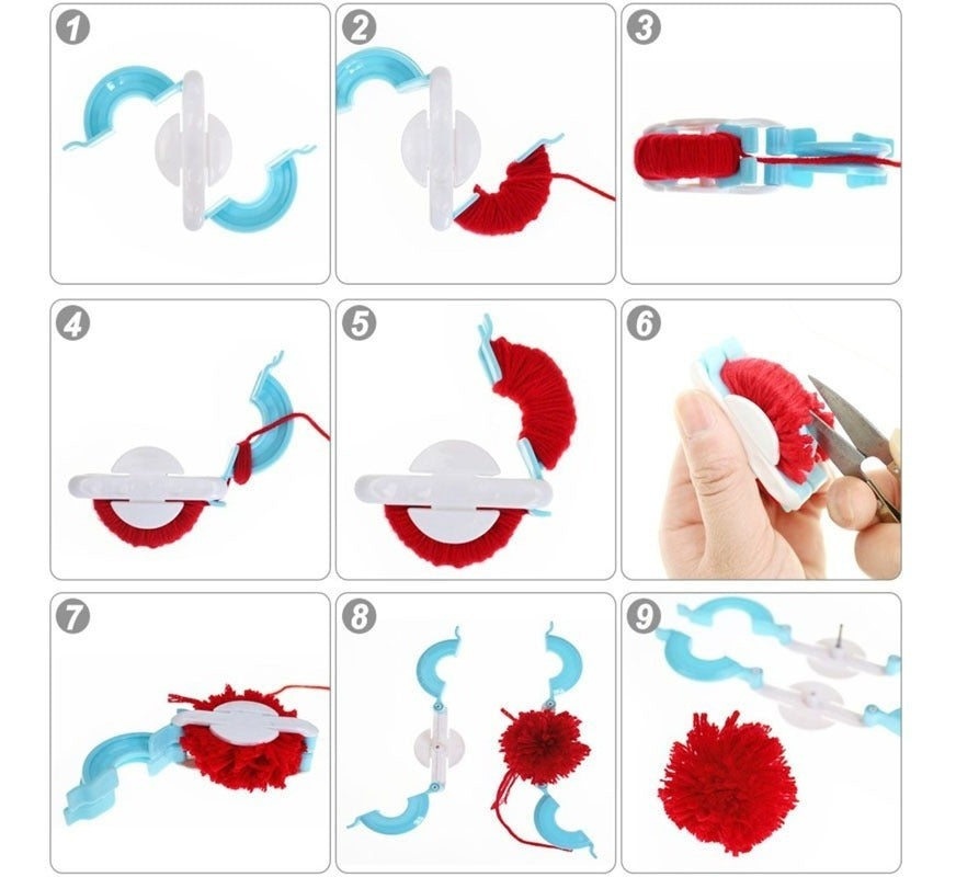 Set Telares Para Hacer Flores Tejidas Y 4 Pomponeras